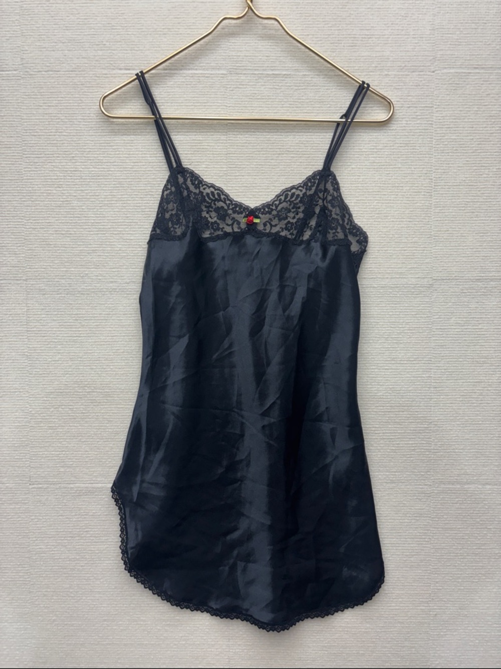 Victoria’s Secret | small Lace-Trim Satin Chemise - Black vintage gold label